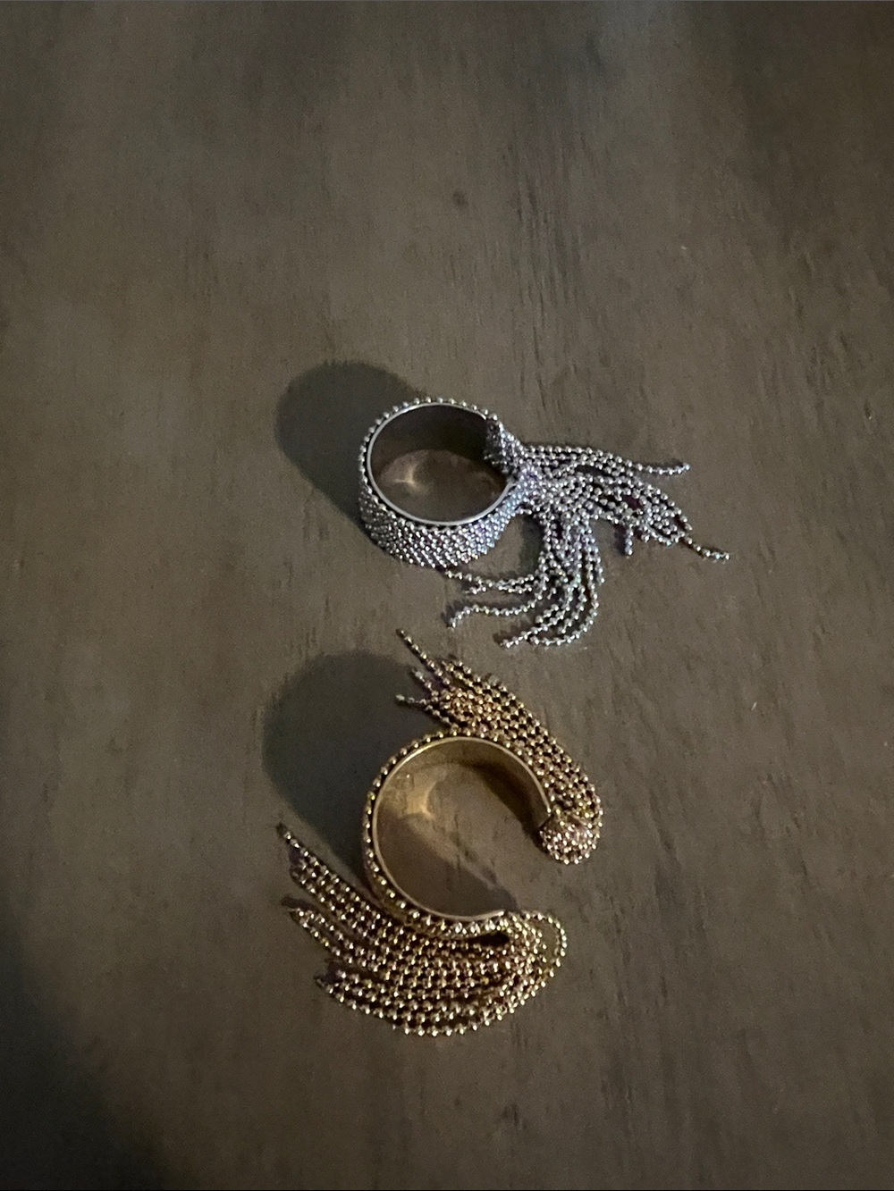 Gold and Silver Dangle Statement Rings - Women Jewelry